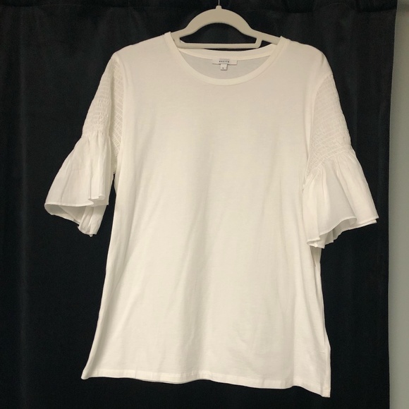Stella & Dot Tops - White short-sleeved t-shirt blouse with fluttery arm detail